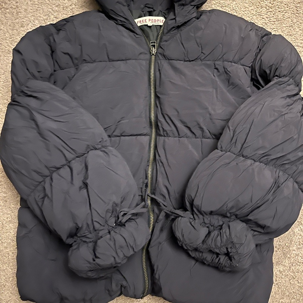 Free People Charcoal Puffer Jacket